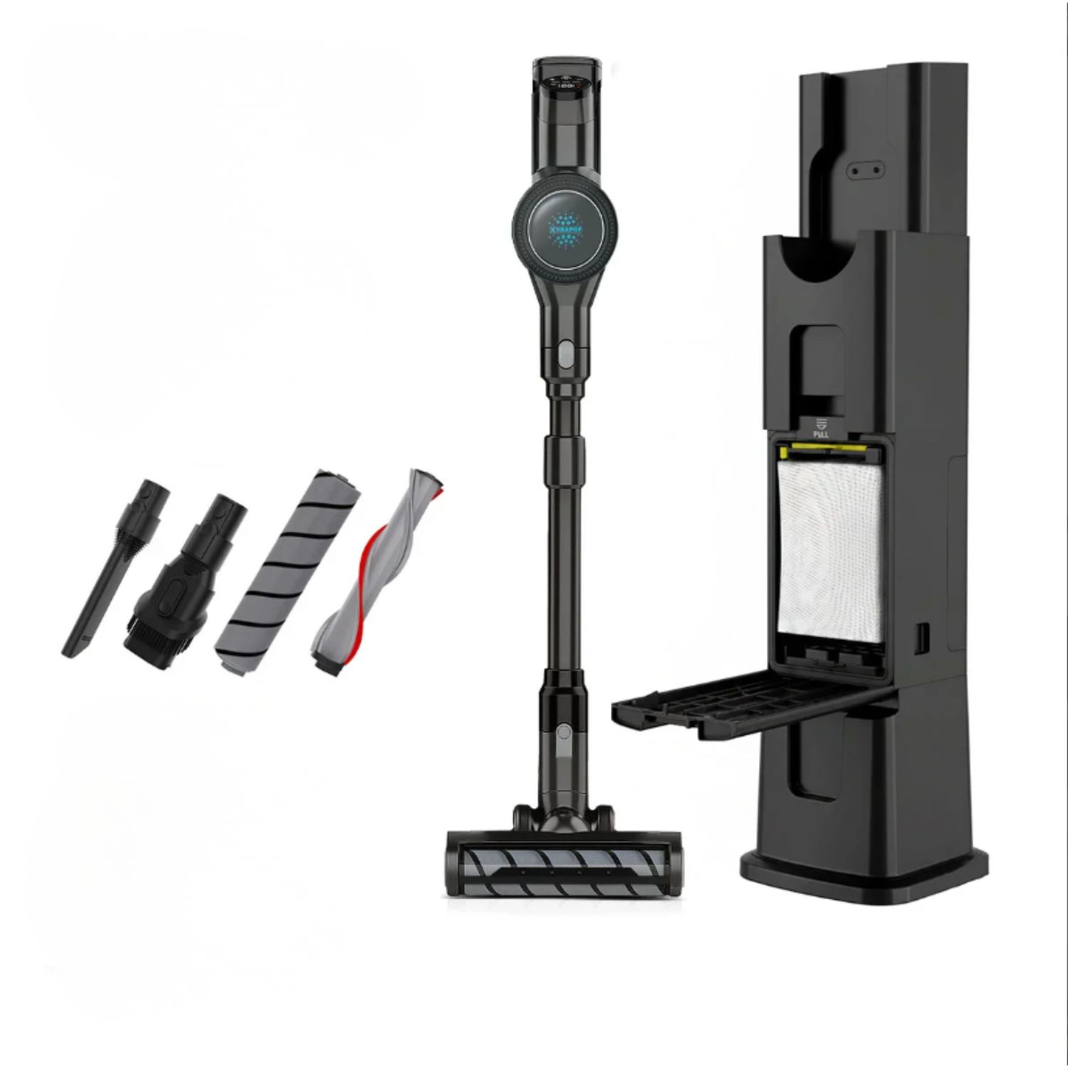 KRAPOF Stick Vacuum cleaner with Auto Clean Self Empty Slim Power vac cordless Onyx black
