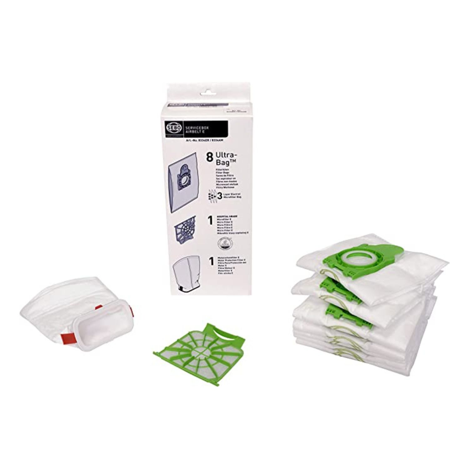 Sebo E1-E3 Vacuum Bags + Motor Filters Exhaust Filter Kit (8334ER)