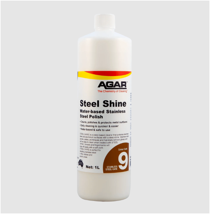 1L Agar Steel Shine polish for stainless steel and aluminium surfaces