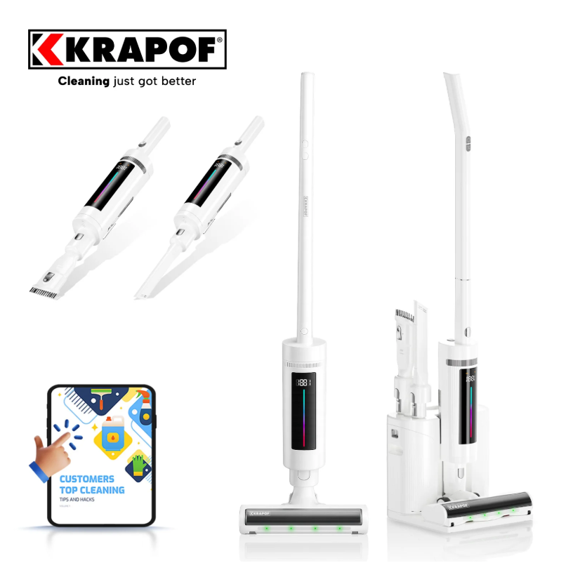 KRAPOF Compact Clean Self-Empty Cordless 2-in-1 Handy Vacuum Cleaner + Stick Vac
