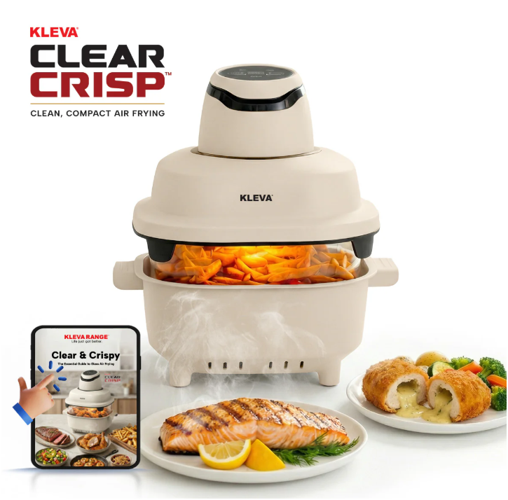 KLEVA Clear Crisp Glass Air Fryer 4.5L - Healthy Crispy Non-Toxic Cooking