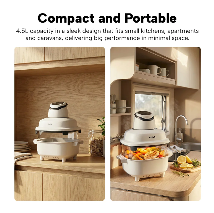 KLEVA Clear Crisp Glass Air Fryer 4.5L - Healthy Crispy Non-Toxic Cooking - Image 9