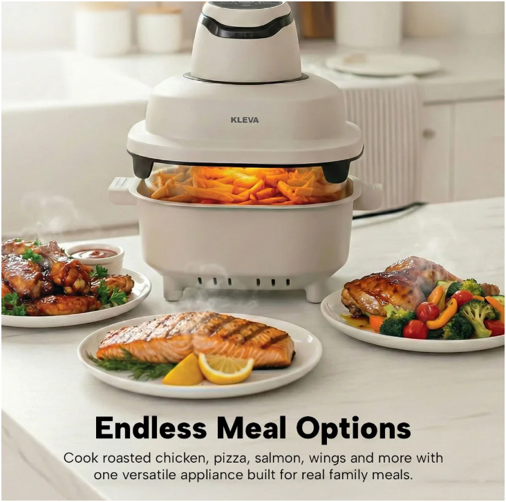 KLEVA Clear Crisp Glass Air Fryer 4.5L - Healthy Crispy Non-Toxic Cooking - Image 4
