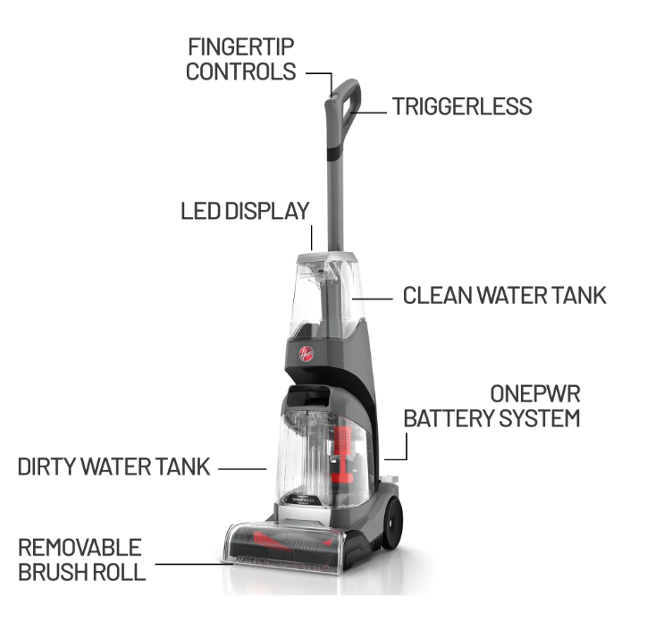 Hoover ONEPWR SmartWash Cordless Carpet Cleaner F18OPCW24A - Image 2