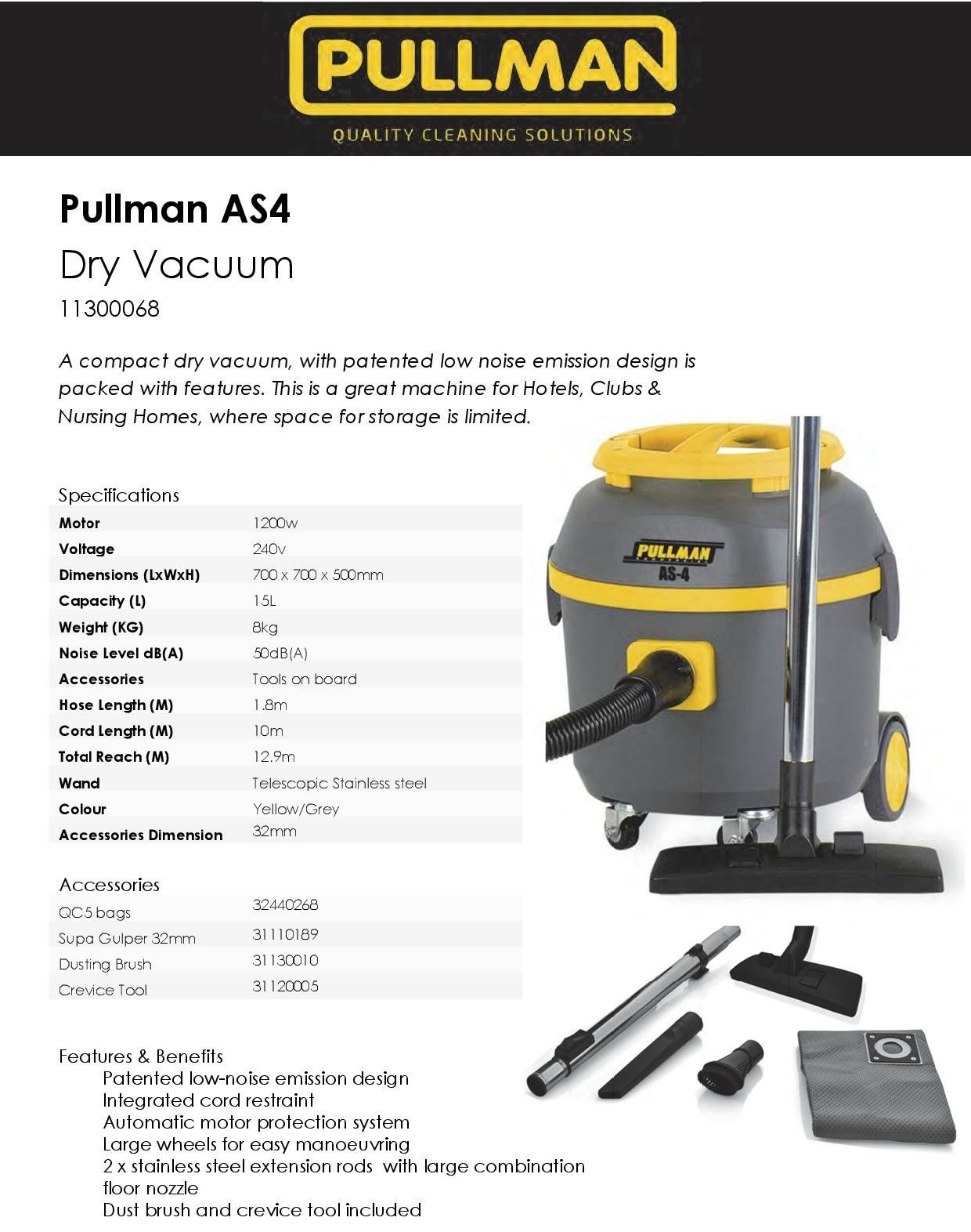 Pullman AS4 commercial vacuums wide range at vac City