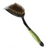 BBQ Grill Cleaning Brass Brush fiber Scraper with Rubber Grip - Image 2