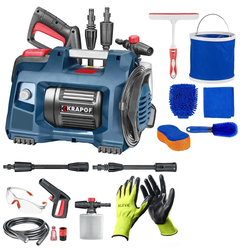Krapof Compact Electric Pressure Washer with Bonus Gifts and Cleaning E-Book