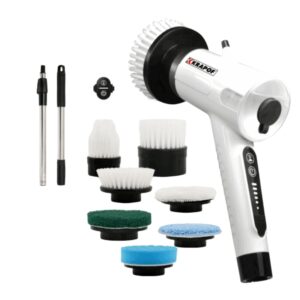 KRAPOF Electric Cordless Tough Scrub Excel with 7 Replaceable Cleaning Heads