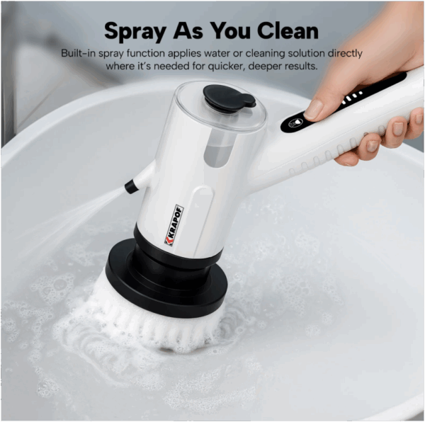 KRAPOF Electric Cordless Tough Scrub Excel with 7 Replaceable Cleaning Heads - Image 3