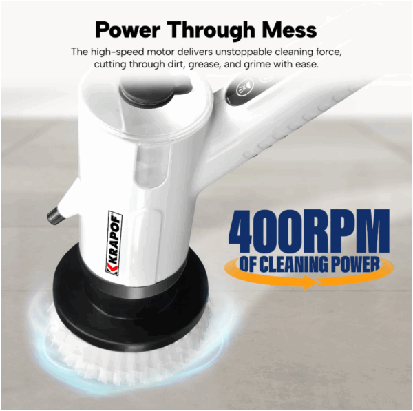 KRAPOF Electric Cordless Tough Scrub Excel with 7 Replaceable Cleaning Heads - Image 5