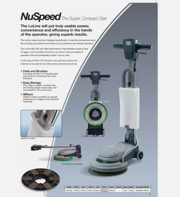 Numatic Compact Scrubber and Polisher NuSpeed LoLine-NLL332 - Image 4