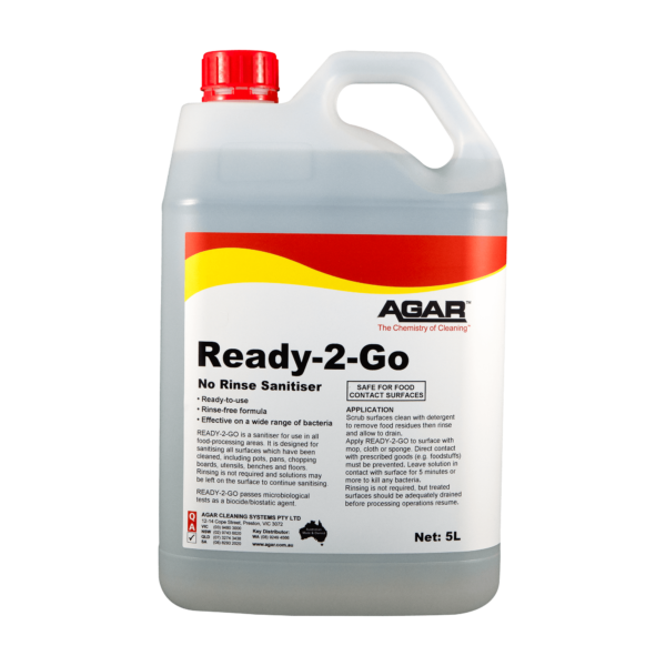 5L Agar Ready-2-Go rinse free and food safe sanitiser