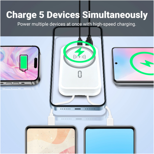 ChargAway 6-in-1 Compact Wireless Power Bank 10000mAh Fast Charge - White - Image 4