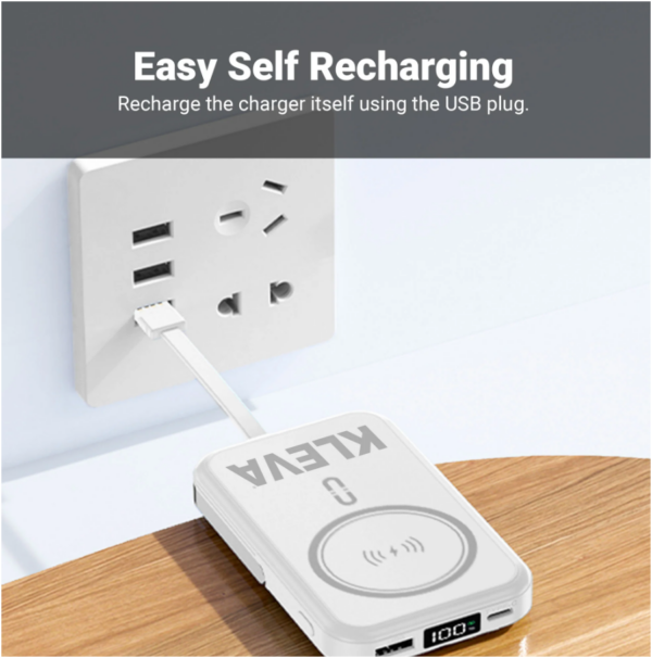 ChargAway 6-in-1 Compact Wireless Power Bank 10000mAh Fast Charge - White - Image 7