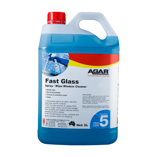 5L Agar Fast Glass glass cleaner for stainless steel and chrome surfaces