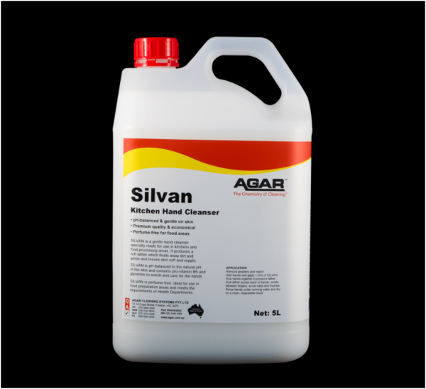 5L Agar Silvan kitchen hand cleanser for restaurants, washrooms and food factories