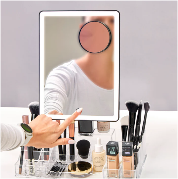 Radiance LED Beauty Mirror with Organiser - Black - Image 3