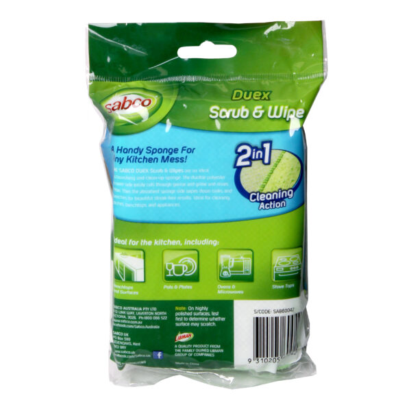 3(pk) Sabco Duex Scrub & Wipe Kitchen Sponge - Image 4