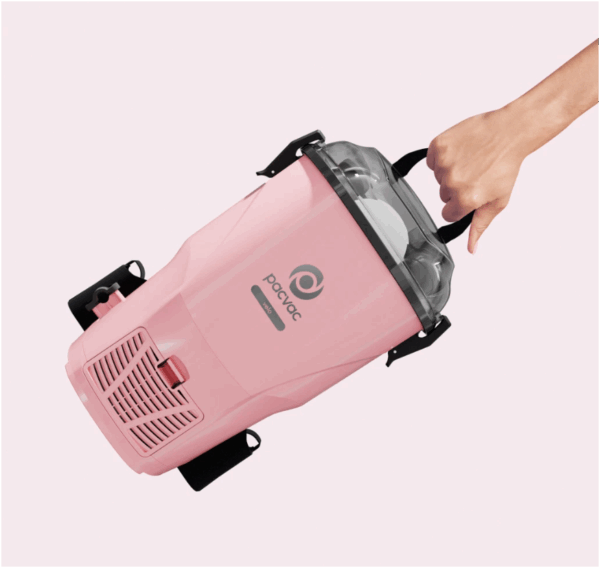 Pacvac Velo Corded backpack Vacuum Cleaner Lightweight with Ecoharness 900W -pink - Image 5