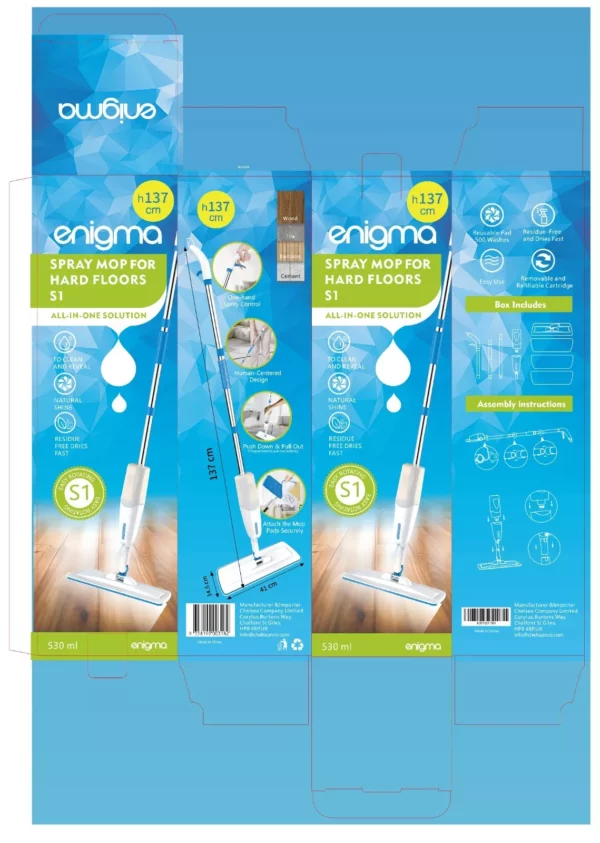 Enigma S1 Spray Mop for Cleaning Floors Wet Dry Microfiber Floor Mop Free-Post - Image 3