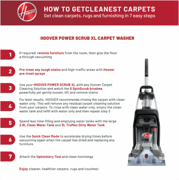 Hoover PowerScrub XL Carpet Cleaner- FACCW21T0K - Image 5