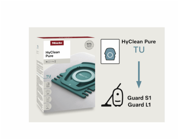 4(pk) Miele TU HyClean Pure Vacuum Bags Fits Guard L1 Guard S1 Models - Image 5