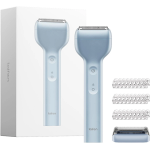 Laifen T1 Pro Electric Shaver Blue with Trimmer Heads Guards USB C Charging and Accessories