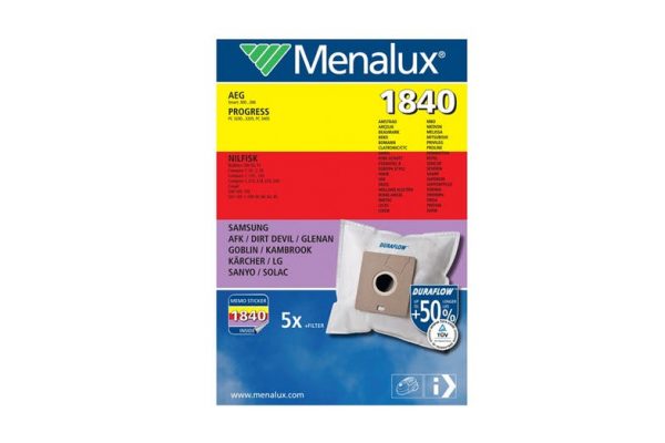 Menalux 1840 Duraflo Dust Bags - Genuine 5 Bags + 1 Filter