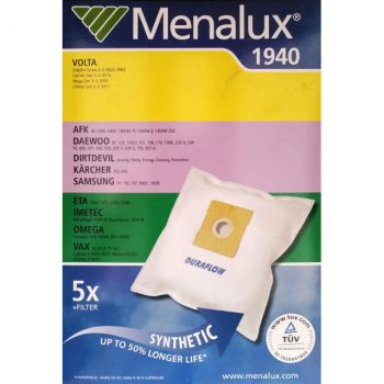 Menalux 1940 Duraflo Dust Bags - Genuine 5 Bags + 1 Filter