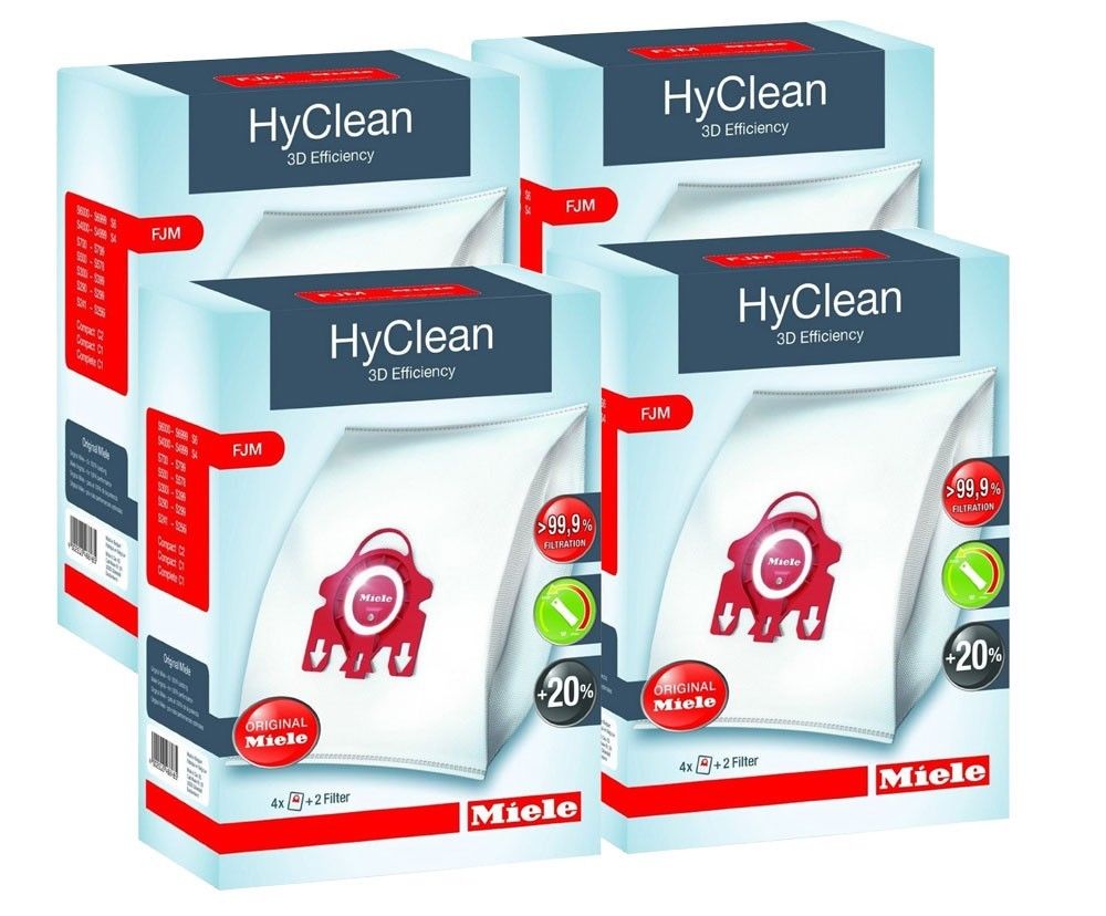 Miele Genuine FJM Vacuum Bags Hyclean 3D Efficiency 16(pk) + 8 Filters